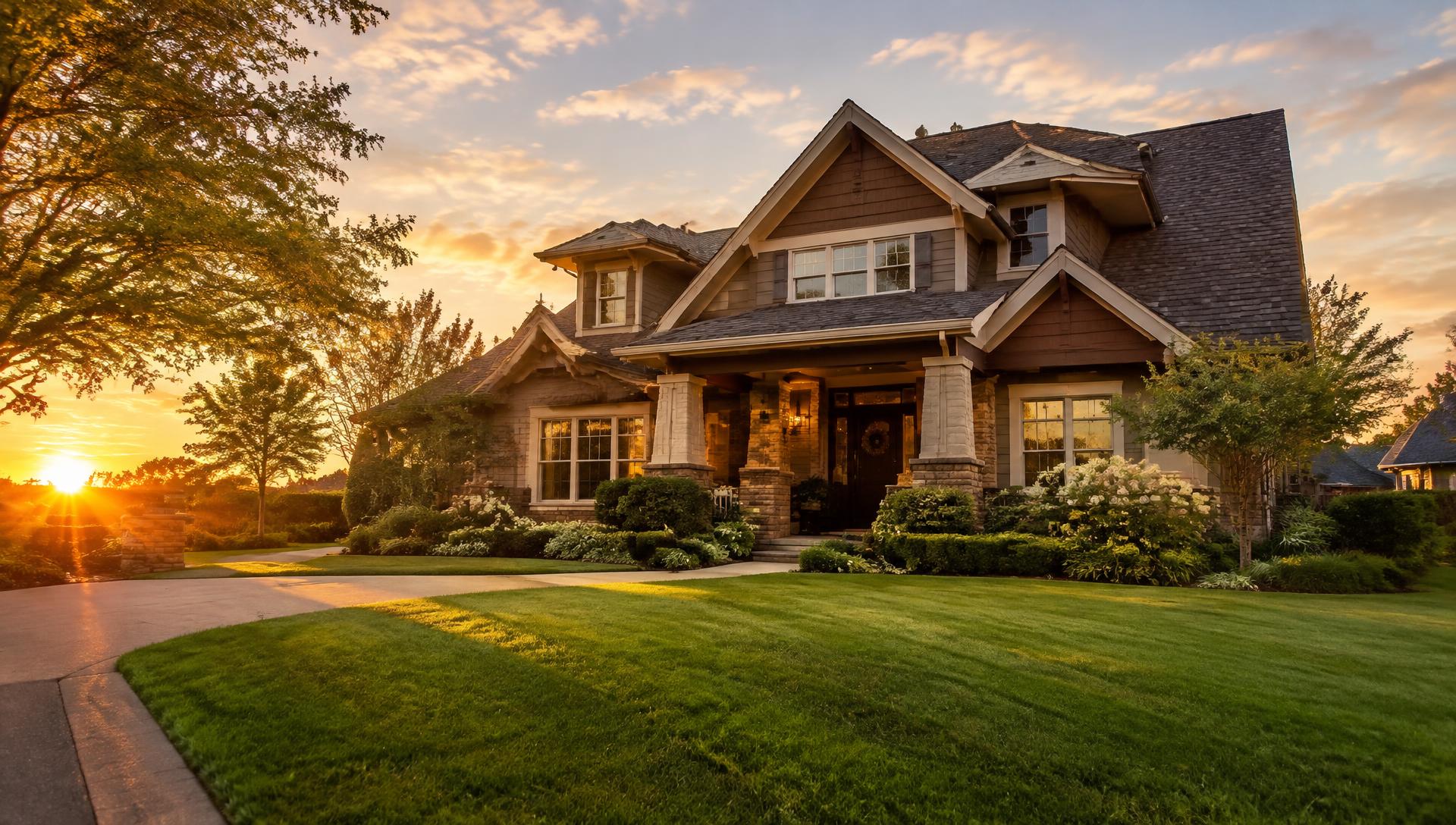 Craftsman home at sunset